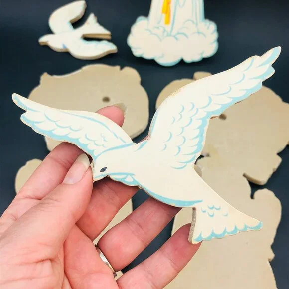 50s Dolly Toy Co Praying Kids Pressed Cardboard Wall Hangings Set Vintage Kitsch - Picture 11 of 14